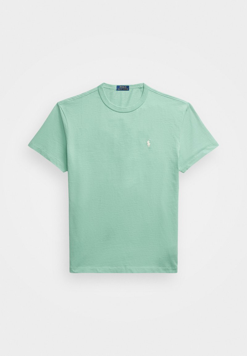T-shirt verde menta realizzato in morbido cotone. Presenta un collo rotondo e maniche corte, con un piccolo logo ricamato sul lato sinistro del petto.