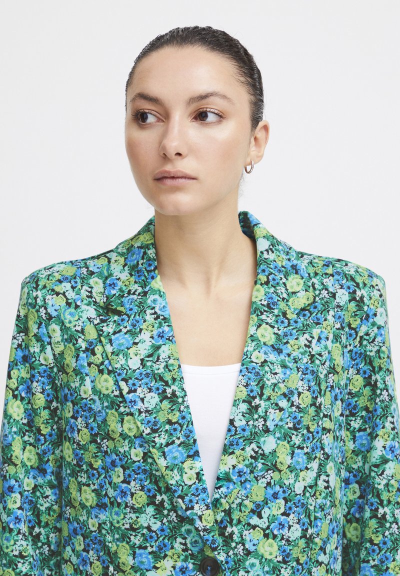 ICHI Blazer - blue green multi flower aop/mehrfarbig - Zalando.de
