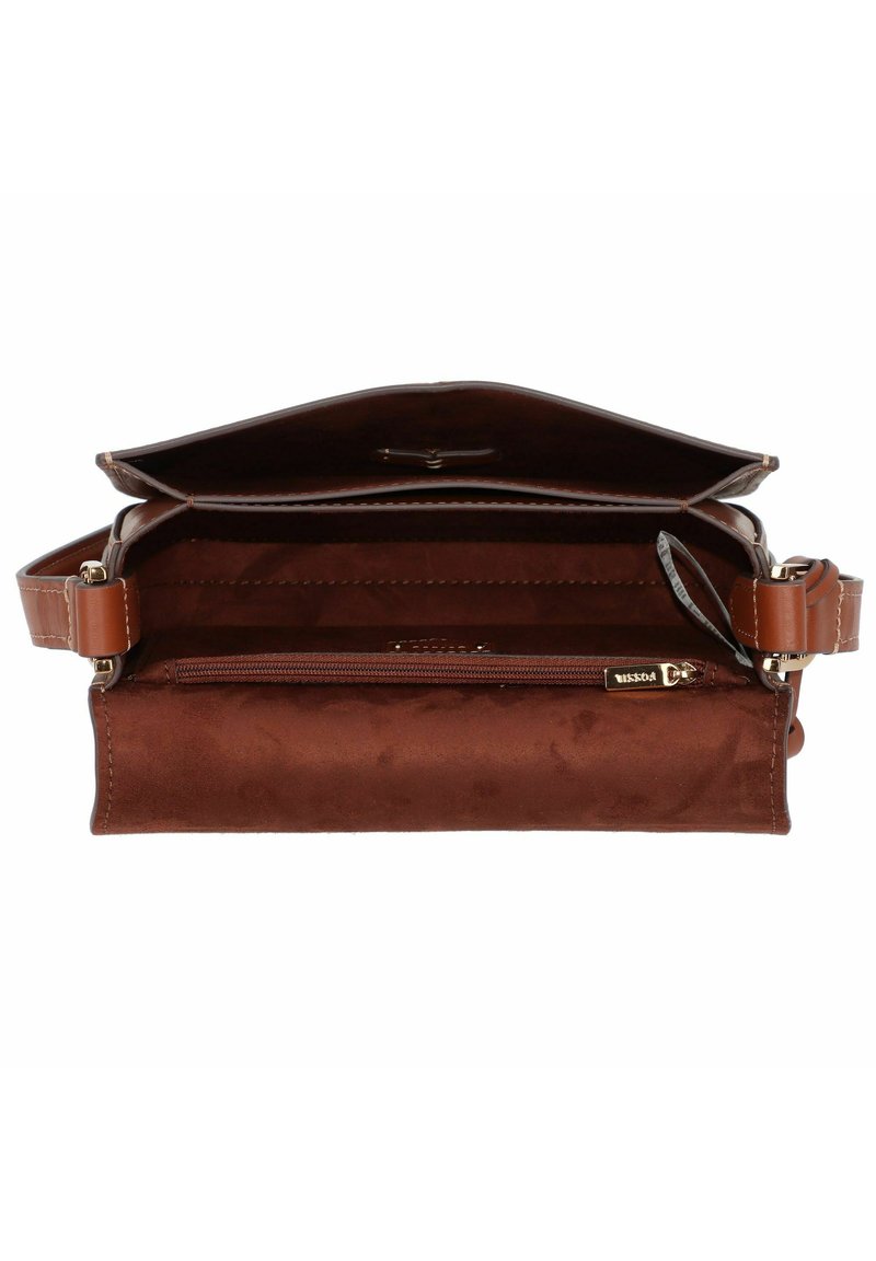 Fossil Lennox handtas, glad rundsleder cross-body etui, bruin, l : 20.3 cm, b : 5.7 cm, h : 17.1 cm, ZB1924200