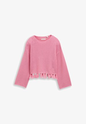 TOM TAILOR, TOM TAILOR PULLOVER & STRICKJACKEN CROPPED STRICKPULLOVER MIT FRANSEN - Jersey de punto - soft blush rose