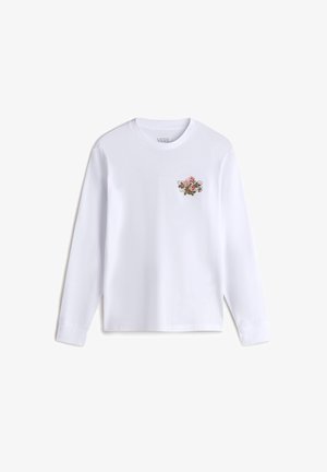 Witte lange mouwen shirt met een geborduurd bloemen 'VANS' logo op de linkerkant van de borst. Gemaakt van zacht katoen.