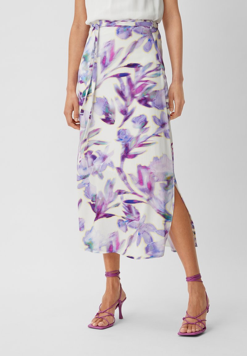 comma MIDI MIT ALLOVER PRINT - Gonna a campana - weiß