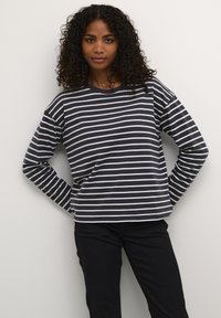 Kaffe KAWINNI - Pikkade varrukatega topp - black oyster ant. white stripe