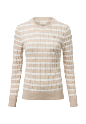 Strickpullover - beige weiß