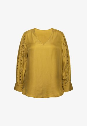Ulla Popken, BEADED LONG SLEEVE - Blouse - olive green