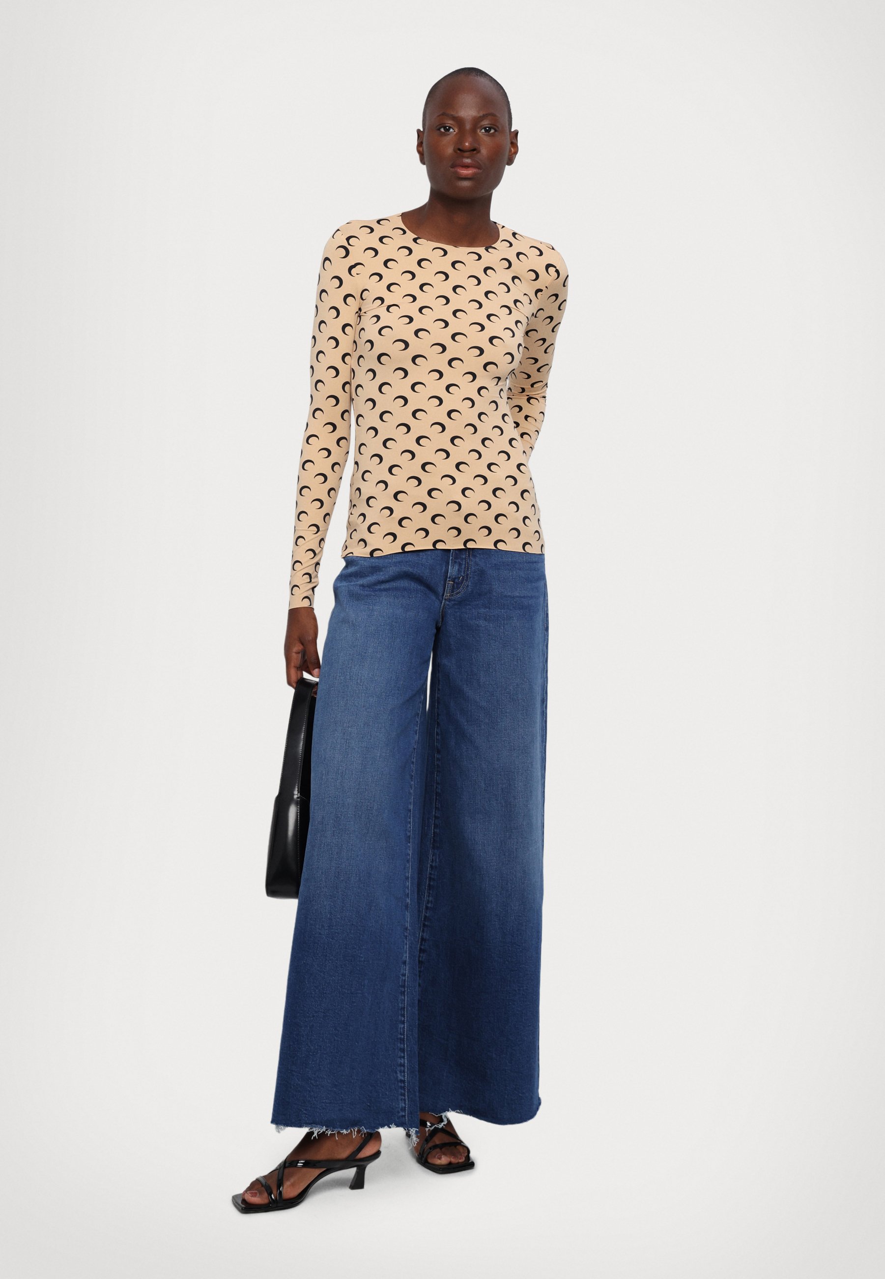 tan polka dot top