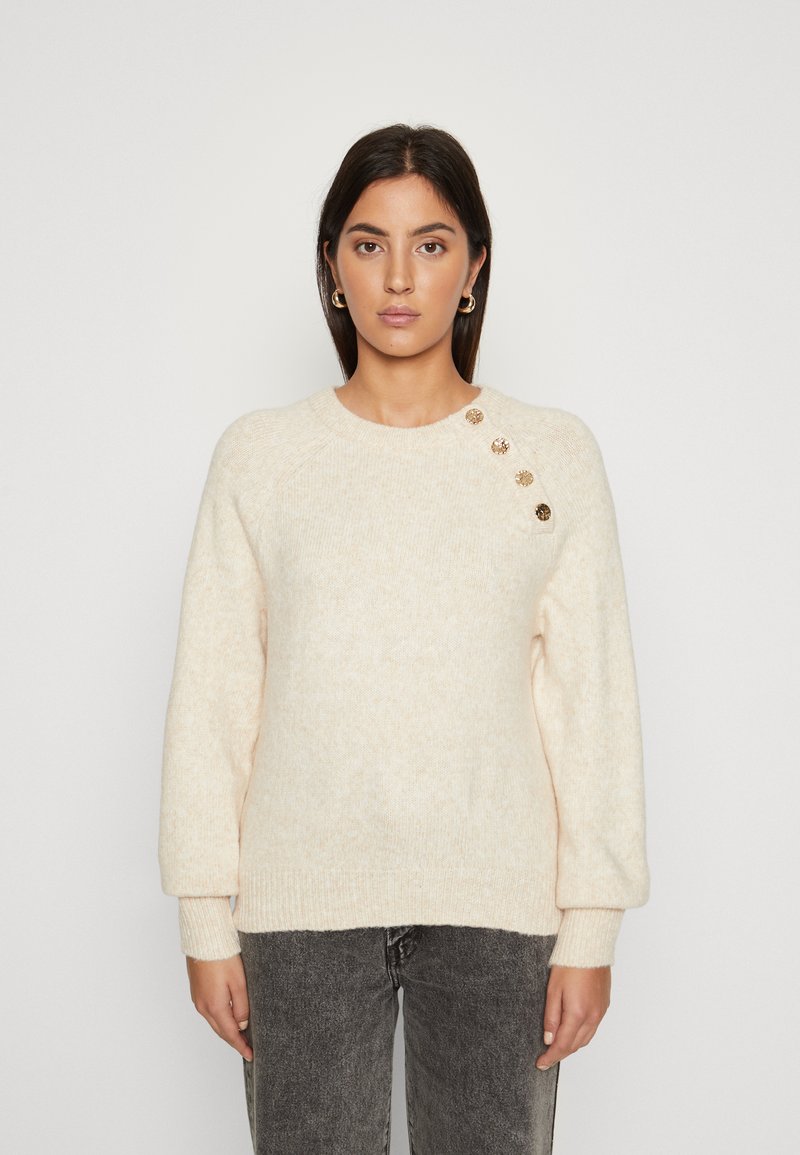 ONLY ONLEMMA BUTTON O NECK - Pullover - pumice stone