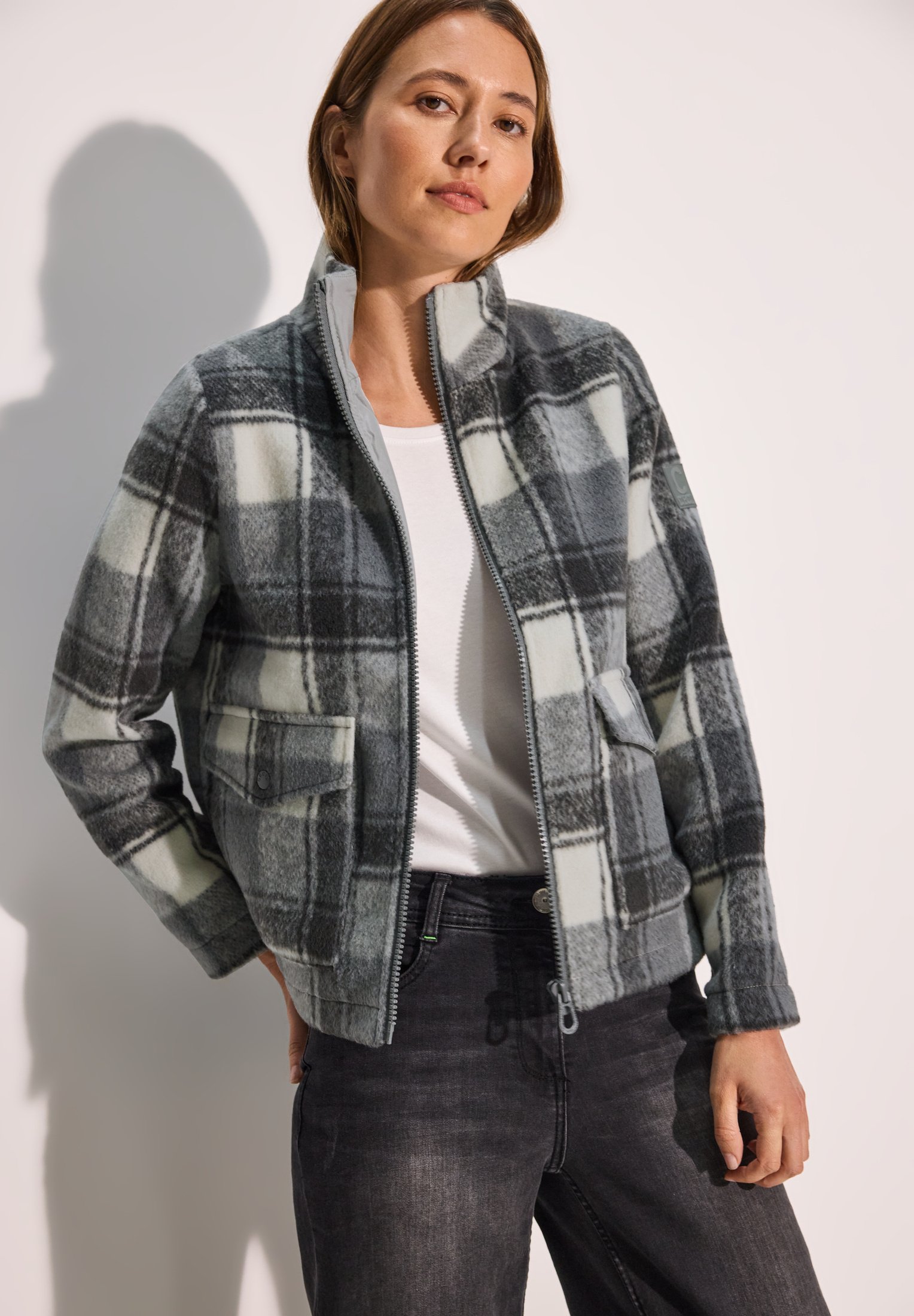 übergangsjacke Damen Karierte Jacke Check Shacket Karierte