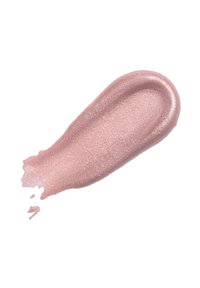 Una macchia di rossetto liquido rosa luminoso su uno sfondo bianco, che mostra la consistenza e la finitura lucida.