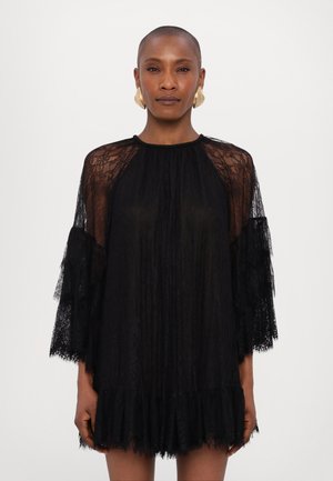 Alice + Olivia DELIA RUFFLE TUNIC DRESS - Kasdienė suknelė - black