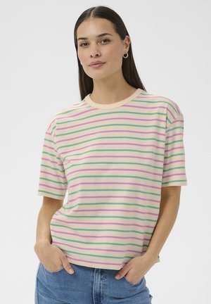 Kaffe KAWINNY - T-Shirt print - ant. white green pink stripe