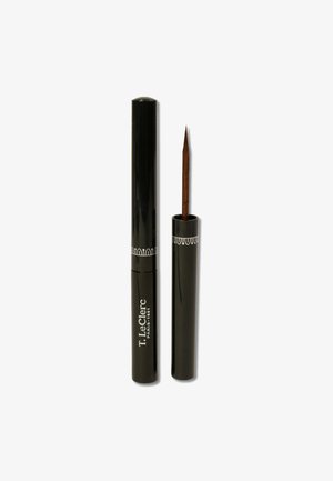 Eyeliner liquido nero con un applicatore a pennello sottile e una finitura lucida. Il packaging presenta dettagli argentati con il testo del marchio.
