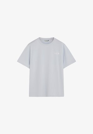 T-shirt grigio chiaro a maniche corte con scollo tondo, con piccolo testo bianco "Creative Culture" e grafica sul lato sinistro del petto.