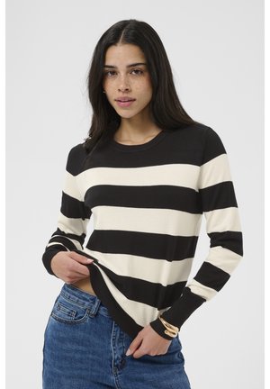 Kaffe, KALIZZA STRIPED - Strickpullover - black   turtledove stripe