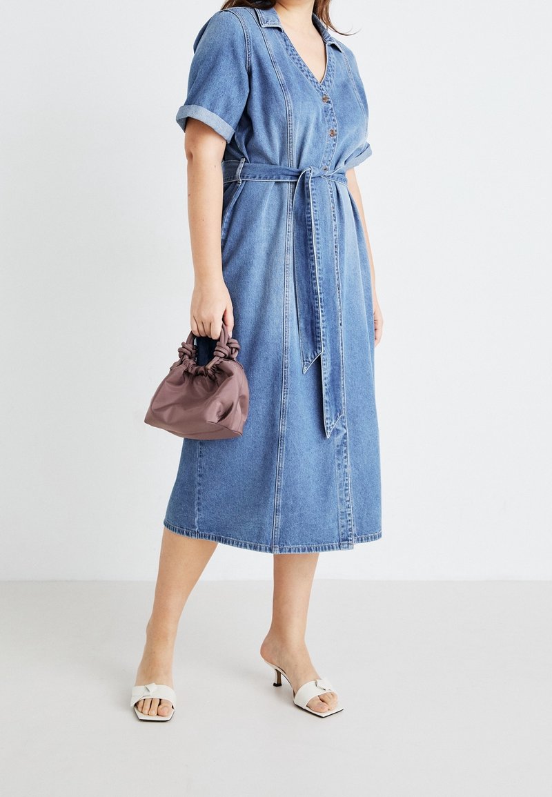 curve denim dress Darling Moment Denim Mini Dress Curves