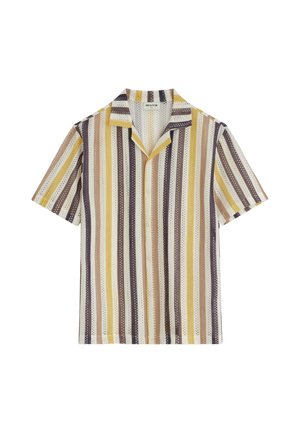 FRILIVIN, CHEMISE RAYÉE COL CUBAIN - Chemise - jaune