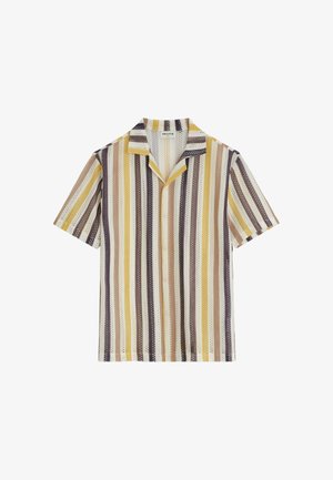 FRILIVIN, CHEMISE RAYÉE COL CUBAIN - Chemise - jaune