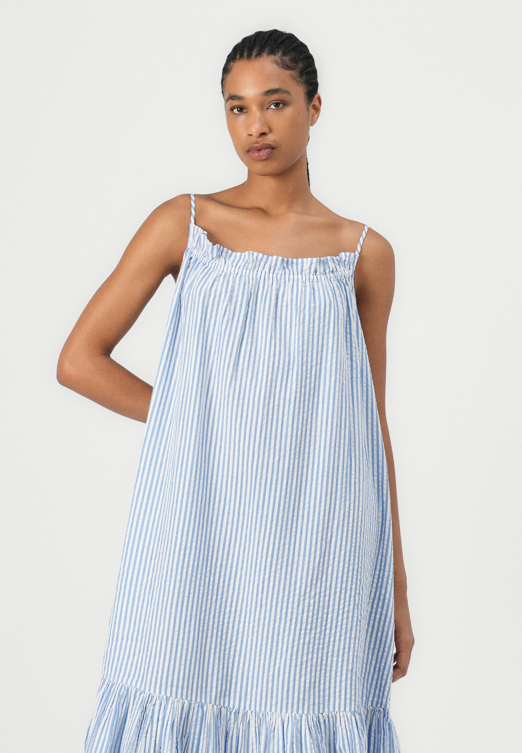 Tommy Hilfiger SEERSUCKER LONG STRAPPY DRESS - Maxi dress - blue -  Zalando.co.uk