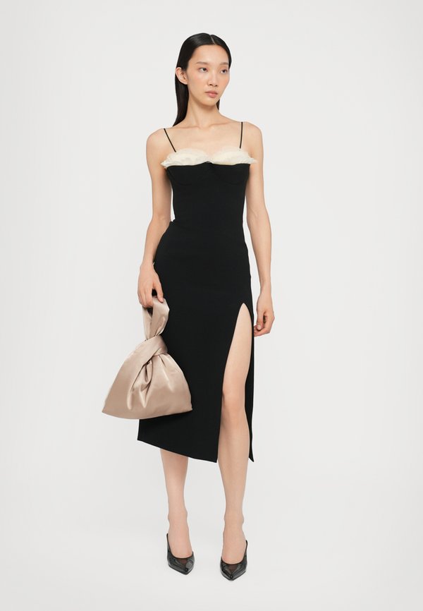 RUFFLE FEATHER BALCONETTE BRA OPEN LEG MIDI DRESS - Occasion wear2