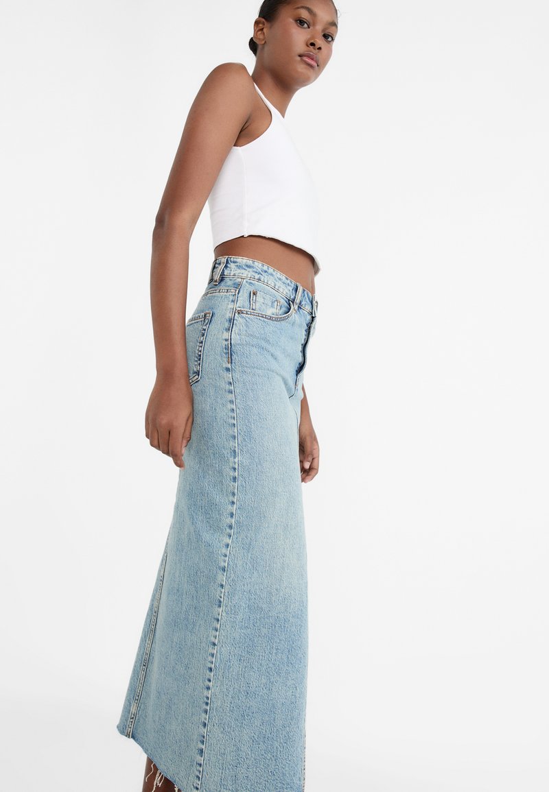 Stradivarius IM COMFORT-FIT Gonna lunga stone blue denim