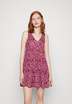 Even&Odd SLEEVELESS V NECK VOLANT HEM FLARED MINI DRESS (EO-SS23-C135-SJ) / BLACK - 802_PINK - 402_ORANGE - 205 - Φόρεμα ημέρας - black - 802_pink - 402_orange - 205