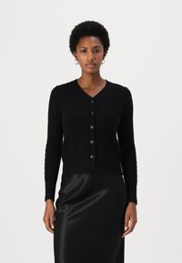 pure cashmere CLASSIC CABLE CARDIGAN - Casaco de malha - black