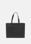 MINIMAL MONOGRAM SLIM TOTE - Geantă de pânză - black/shiny gunmetal