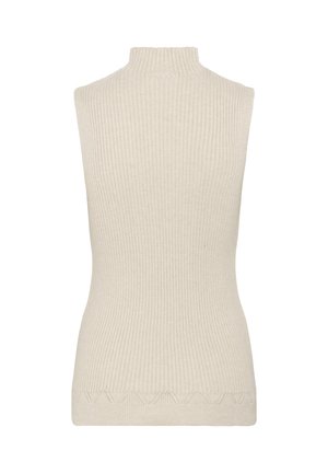 Cream DELA SLEEVELESS TURTLENECK - Top - oat melange