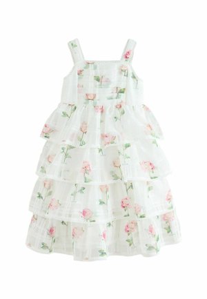 REGULAR FIT - BURNOUT ORGANZA FLORAL TIERED - Freizeitkleid - white
