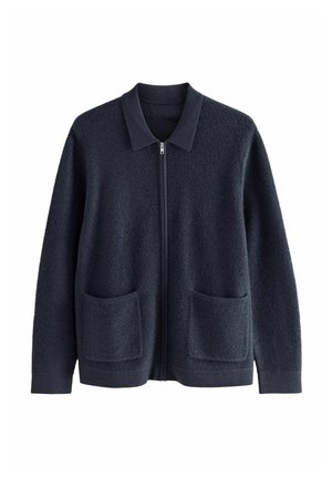 REGULAR FIT - SOFT TEXTURE ZIP THROUGH - Cardigan - navy blue