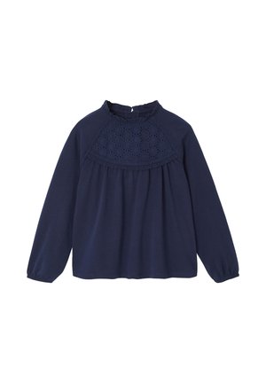 Vertbaudet, VERTBAUDET MÄDCHEN LANGARM-BLUSENSHIRT MIT LOCHSTICKEREI - Long sleeved top - marine