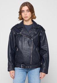 Lederjacke - crystal blue