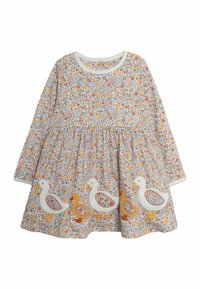 JoJo Maman Bébé DUCK APPLIQUÉ AUTUMN DITSY FLORAL - REGULAR FIT - Jerseykleid - mustard