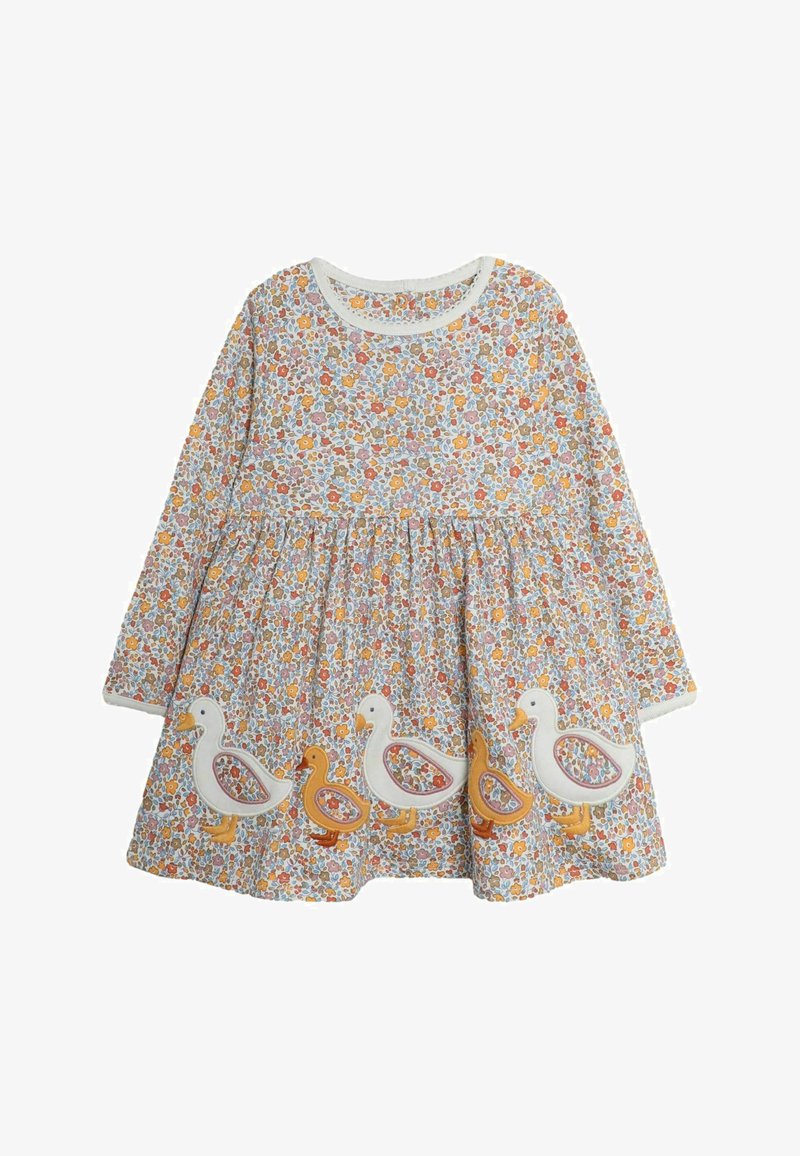 JoJo Maman Bébé DUCK APPLIQUÉ AUTUMN DITSY FLORAL - REGULAR FIT - Jerseykleid - mustard