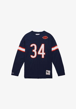 Maglietta a maniche lunghe color navy con strisce bianche e arancioni, grande stampa "34", logo GHS e piccolo tag sull'orlo. Realizzata in cotone.