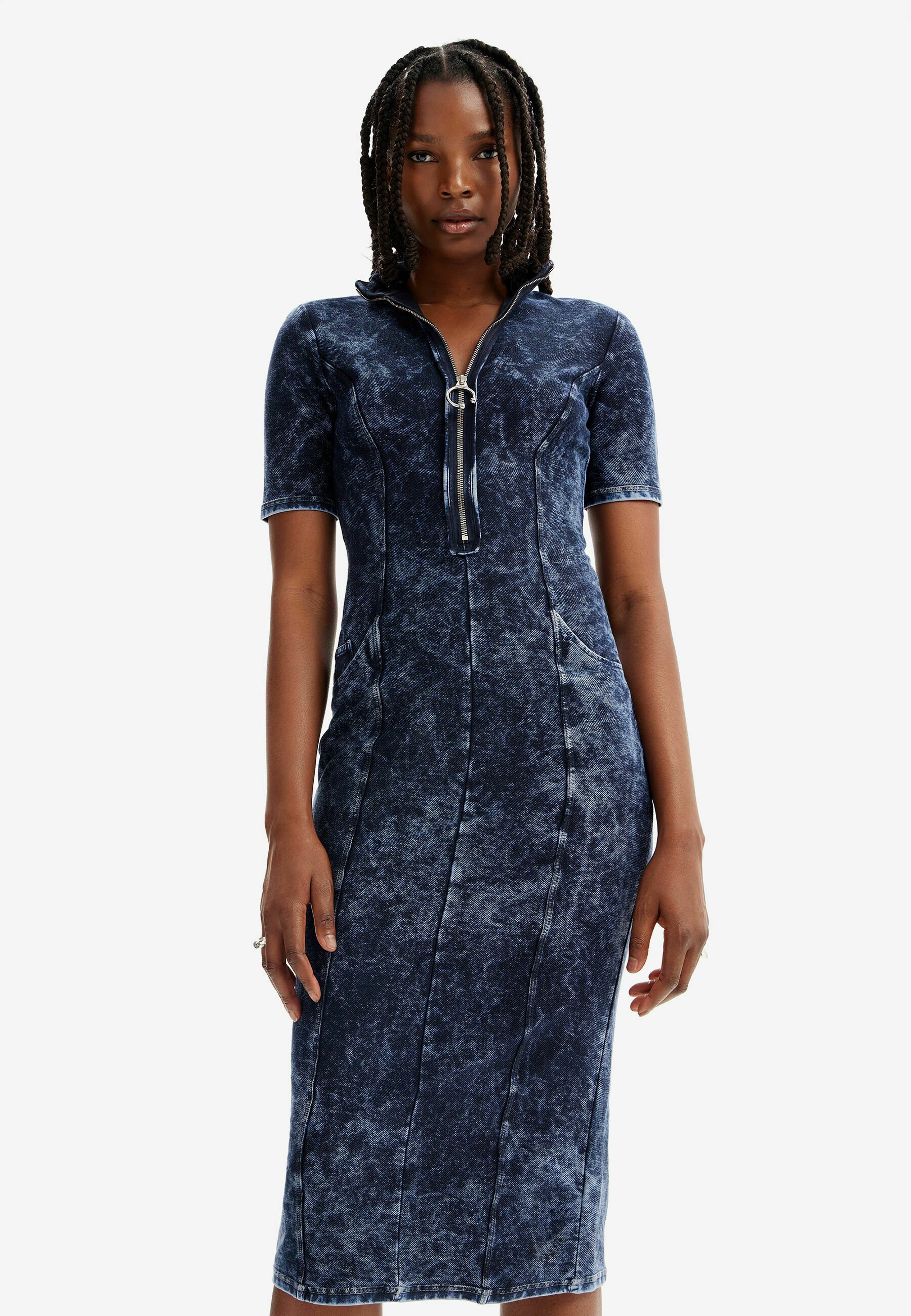 Desigual Vestidos Rebajas Vestido Midi Desigual Manga Corta Y