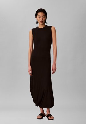 Calvin Klein VARIGATED ASYM DRAPED MID - Rochie de zi - black