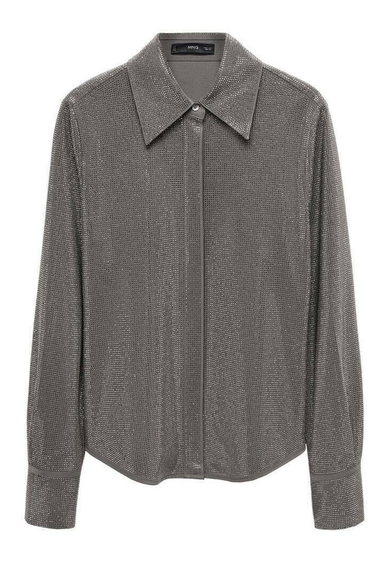 Mango Overhemdblouse zilverkleurig