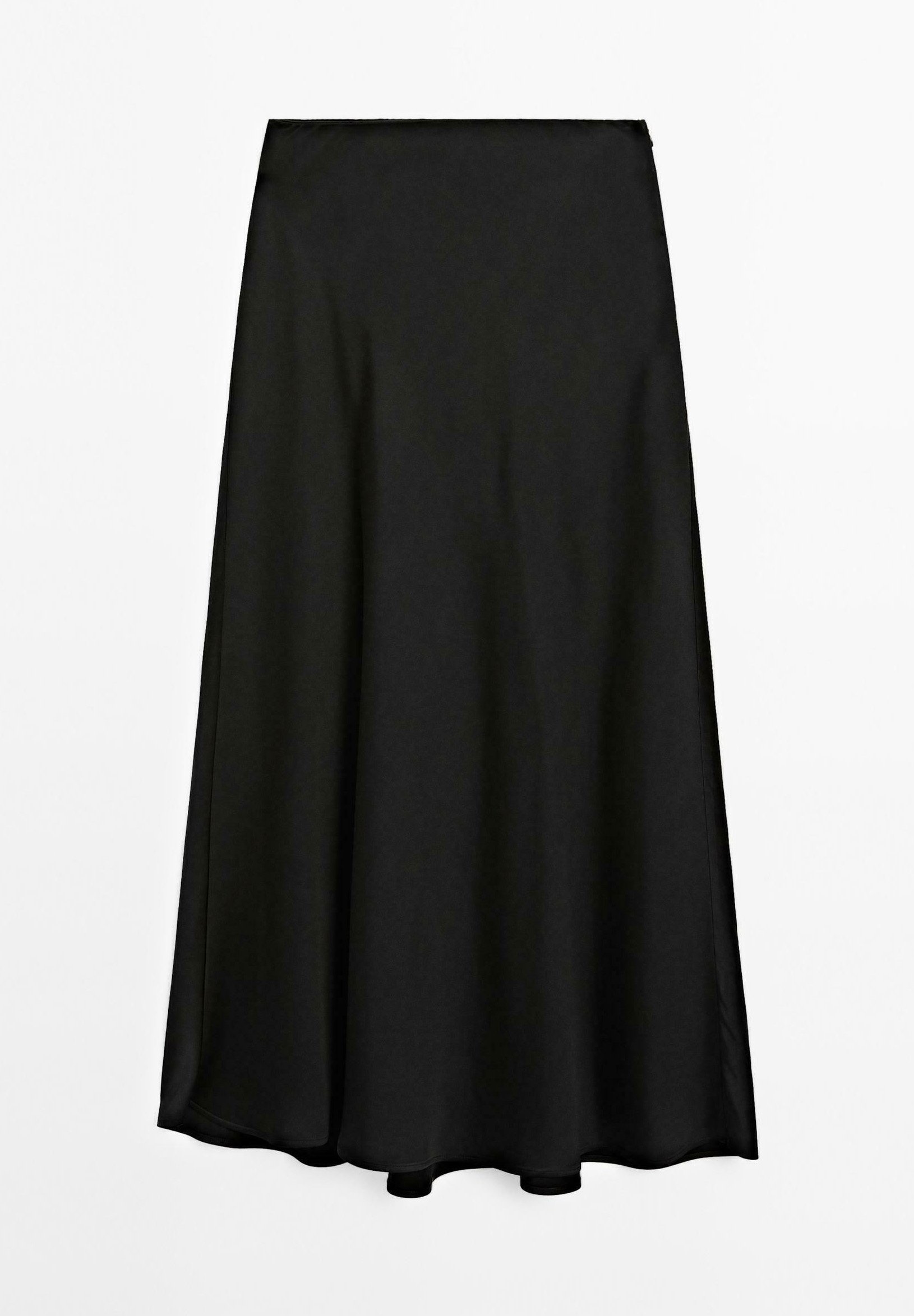 Massimo Dutti FLOWING SATIN MIDI - Maxi skirt - black Massimo Dutti FLOWING SATIN MIDI - Maxi skirt - black