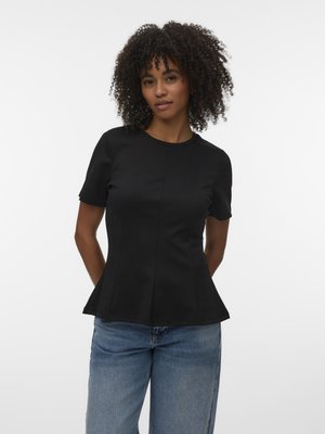 Vero Moda ABBY PEPLUM - Lihtne T-särk - black