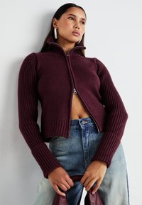 Weekday WINONA ZIP CARDIGAN - Kardigan - dark red