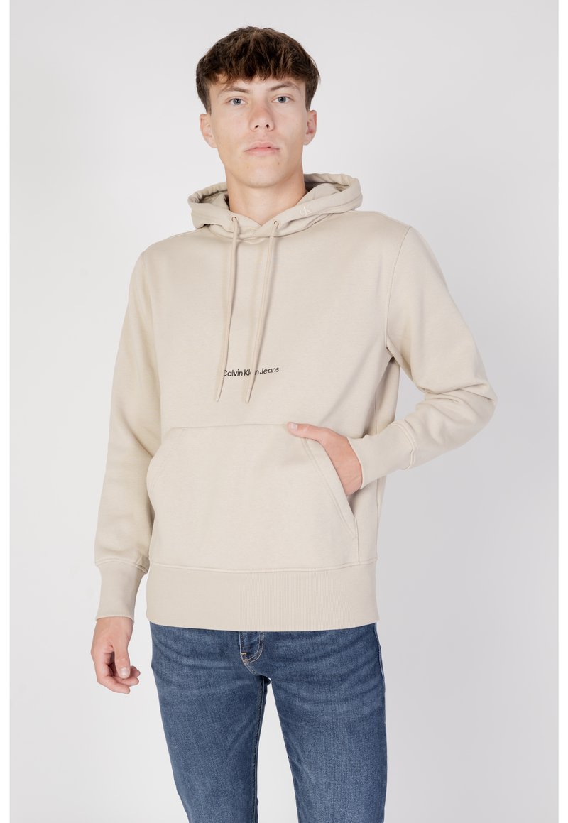 Calvin Klein Jeans INSTITUTIONAL HOODIE - Hoodie - beige - Zalando.nl