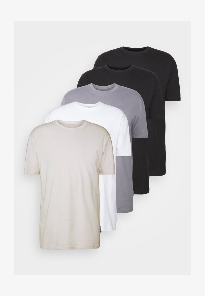 YOURTURN UNISEX 5 PACK BASIC LOOSE T-SHIRT - T-shirt básica - black/white/dark grey