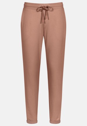 Roze joggingbroek van zachte stof, met een trekkoord in de taille, zijzakken en een taps toelopend ontwerp met gebroken boordjes.