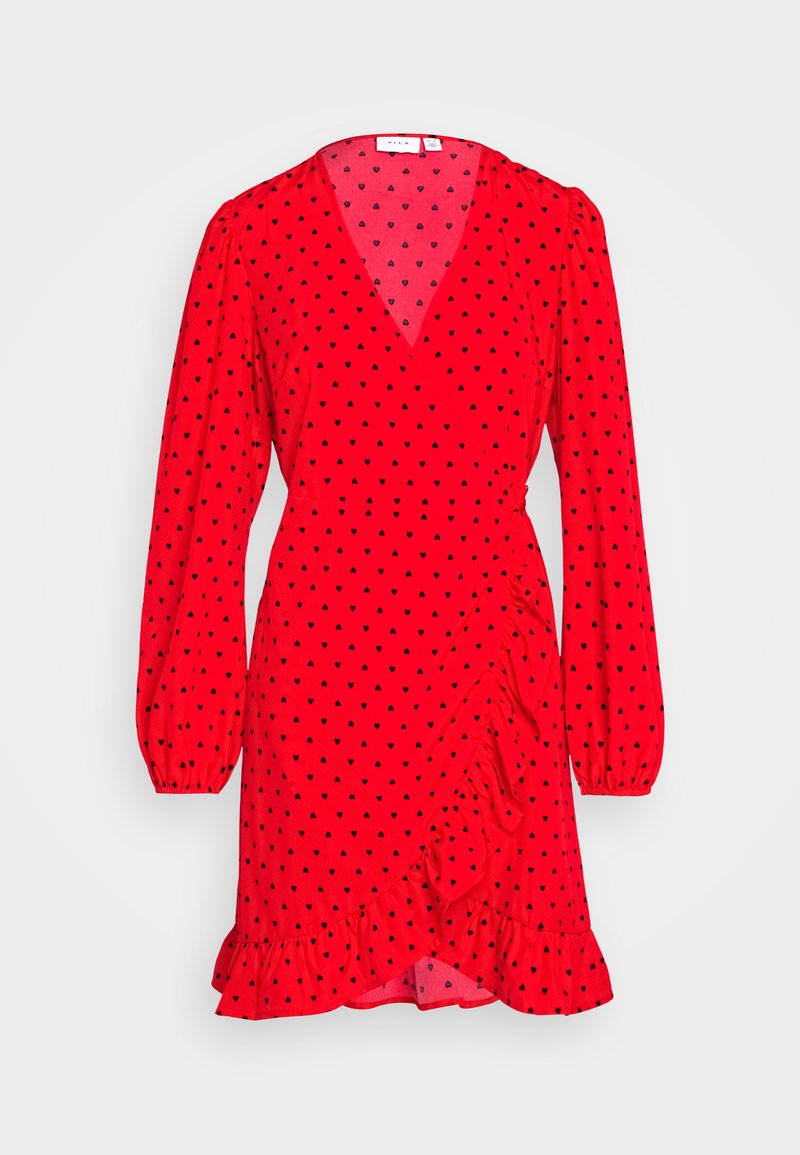 VILA VICHARLOTTE FLOUNCE WRAP DRESS - Jurk - flame scarlet/rood ...