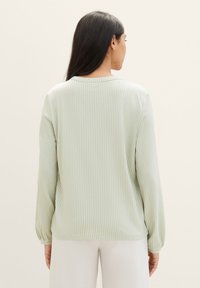 TOM TAILOR Blus - desert green white thin stripe