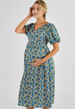 JoJo Maman Bébé REGULAR FIT - Vestido informal - blue yellow floral