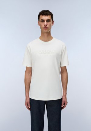 Napapijri, S-BOLLO SS 3 WHITE HERON - T-Shirt print - white heron