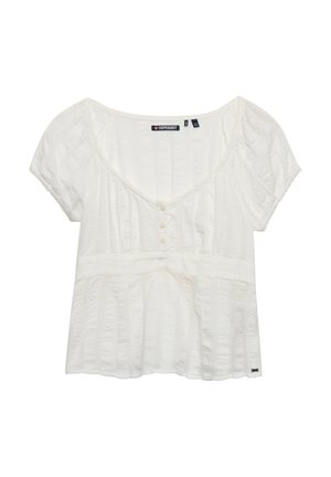 Superdry & Co, SUPERDRY ATHLETIC ESSENTIALS HALF BUTTON TOP. - Camicetta - off white