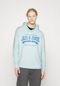 Jack & Jones JJELOGO HOOD - Felpa con cappuccio - soothing sea